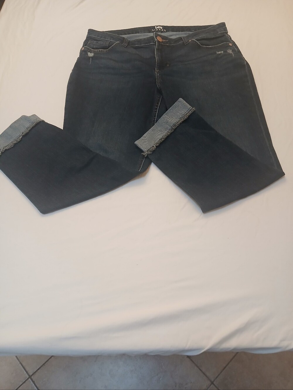 Lee Women's Dark Blue Boyfriend Jeans with Cuffs